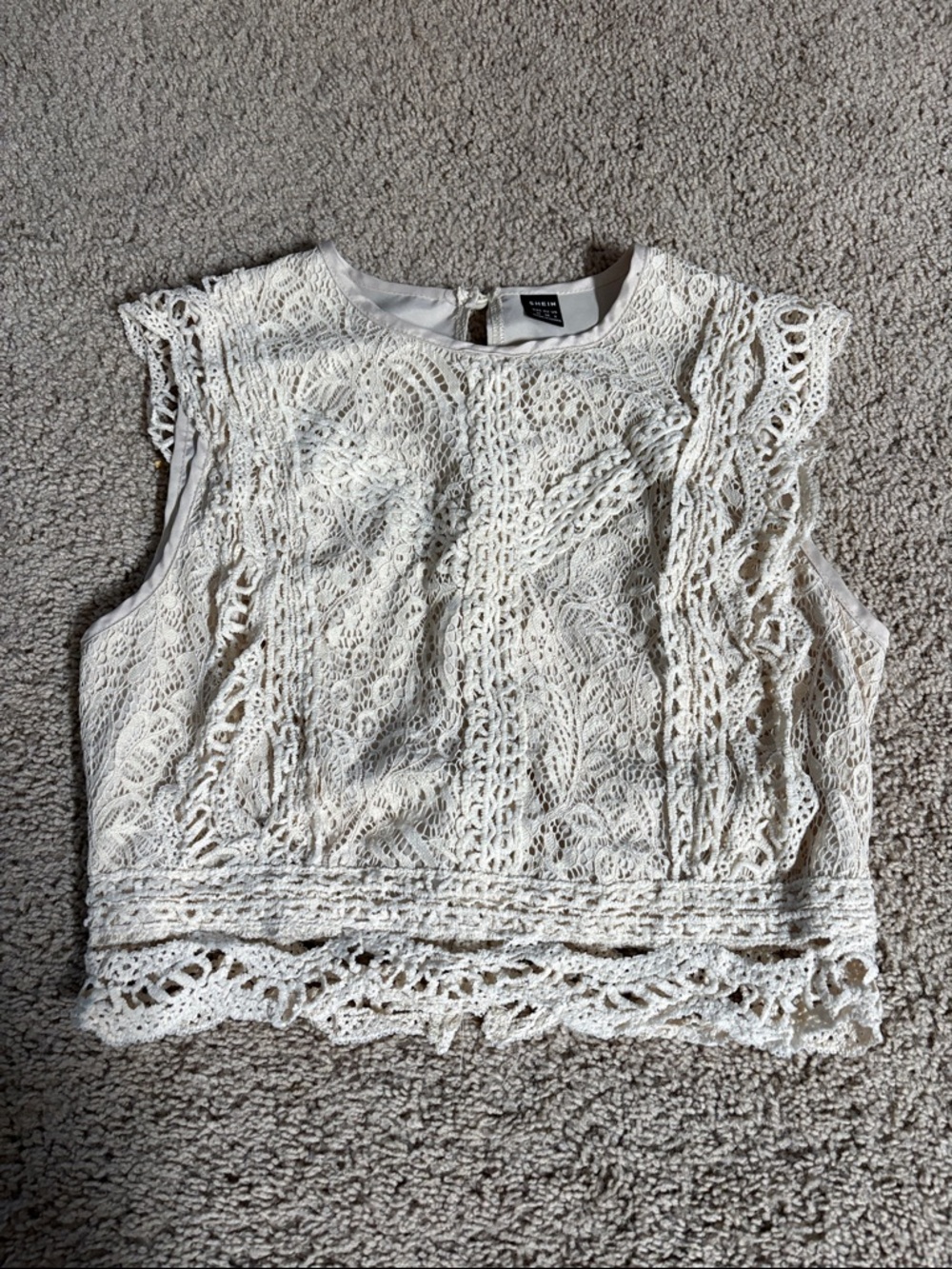 SHEIN White Crochet Lace Sleeveless Crop Top